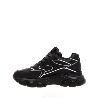 Shop Hogan Black Hyperactive Leather Sneakers