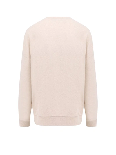 Shop Palm Angels Linen And Cotton Sweatshirt With Embroidered Monogram In Neutrals