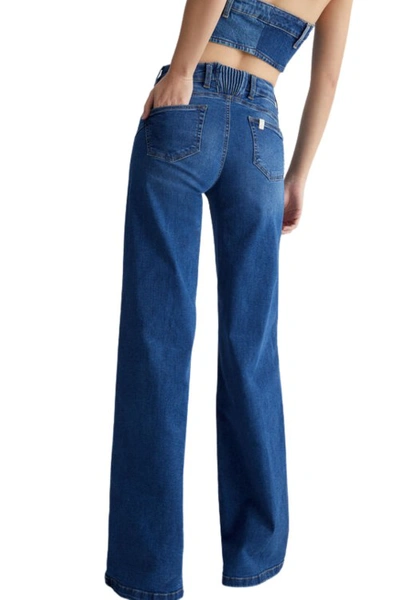 Liu •jo Flared High Waist Denim Jeans Trousers In Blue