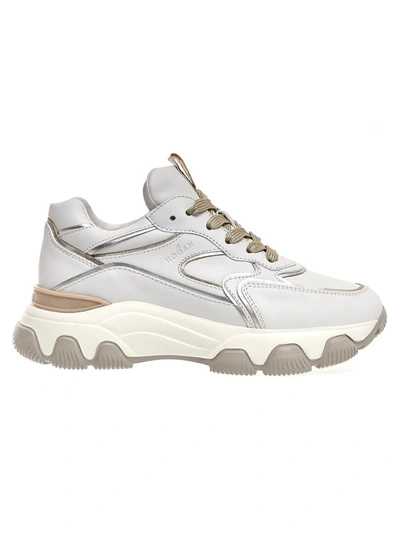 Shop Hogan Hyperactive Sneakers In White Leather And Platinum