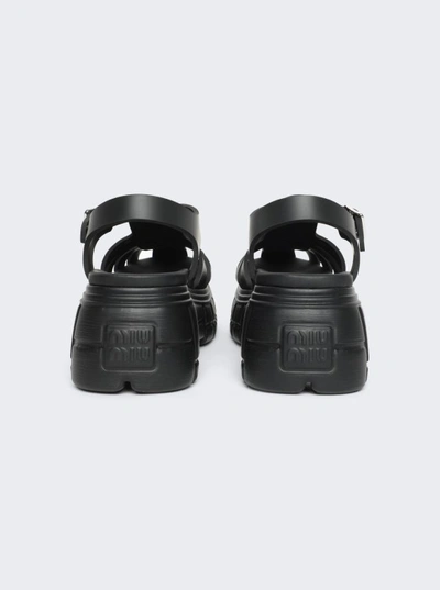 Shop Miu Miu Platform Fisherman Sandals In Black