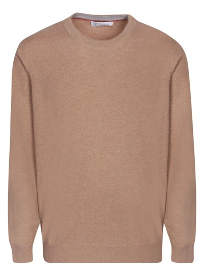 Shop Brunello Cucinelli Roundneck Cashmere Sweater In Brown