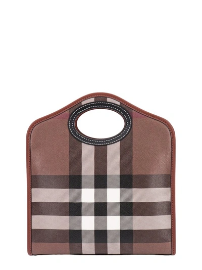 Shop Burberry Check Motif Coated Canvas And Leather Handbag In Brown