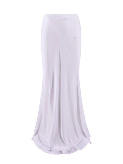Shop Alberta Ferretti White Satin Long Skirt
