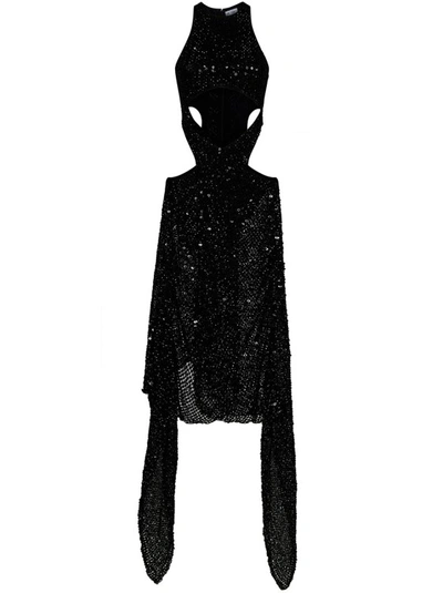 Shop Attico Black Asymmetrical Dress