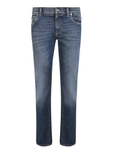 Shop Dolce & Gabbana Slim-fit Straight-leg Silhouette Jeans In Blue