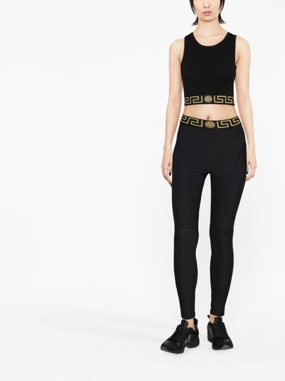 Shop Versace Black Nylon Blend Leggings