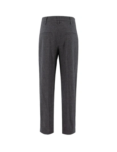 Shop Brunello Cucinelli Grey Slouchy Trousers In Black