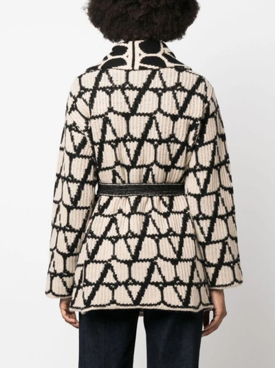 Shop Valentino Beige Knitted Wool Coat In Neutrals