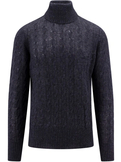 Shop Etro Embroidered Logo Cashmere Sweater In Black