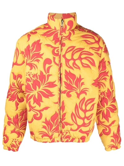 Shop Erl Unisex Printed Quilted Puffer Jacket In Gold