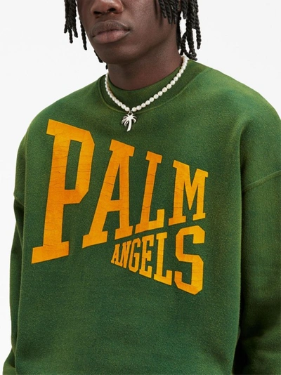 Shop Palm Angels Green Cotton Sweatshirt