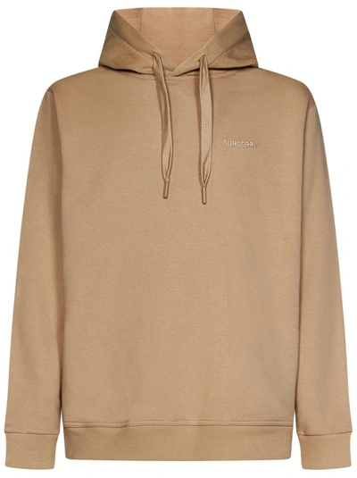 Shop Burberry Camel Cotton Hooded Sweater In Brown