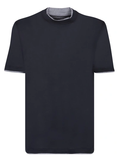 Shop Brunello Cucinelli Dark Blue Slim Fit T-shirt