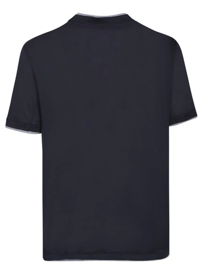 Shop Brunello Cucinelli Dark Blue Slim Fit T-shirt
