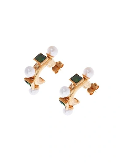 Shop Alighieri The Travellers Path Pearl And Tourmaline Earrings In Not Applicable