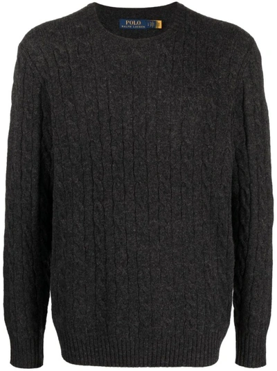 Polo Ralph Lauren Cable-knit Wool-cashmere Sweater In Black