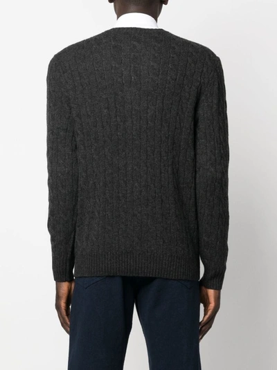 Shop Polo Ralph Lauren Grey Knit Sweater In Black