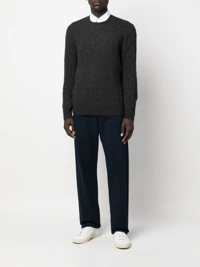 Shop Polo Ralph Lauren Grey Knit Sweater In Black