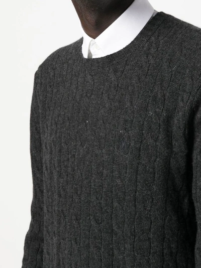 Shop Polo Ralph Lauren Grey Knit Sweater In Black