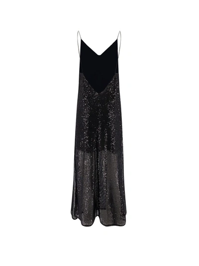 Shop The Nina Studio Long Dress With All-over Sequins In Black