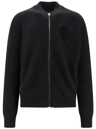 Shop Mm6 Maison Margiela Cotton Blend Sweatshirt With Frontal Cut-out Detail In Black