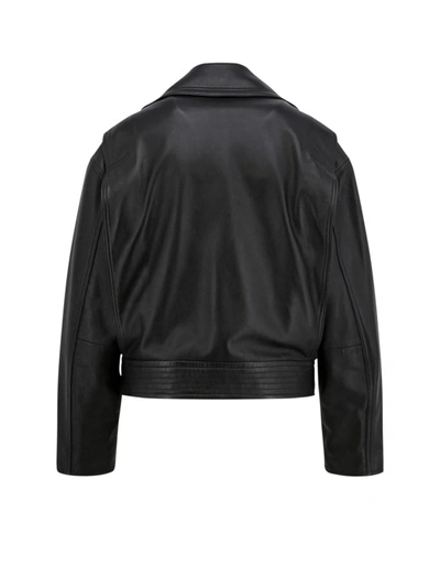 Shop Versace Leather Jacket With Iconic Metal Medusa Detail In Black