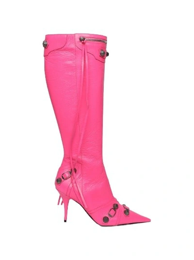 Shop Balenciaga Tall Cagole High Heel Boot In Pink