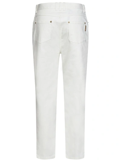 Shop Balmain White Cotton Blend Jeans