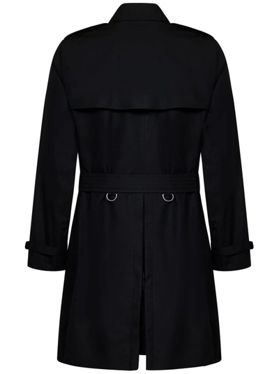Shop Burberry Black Cotton Gabardine Double-breasted Trench Coat