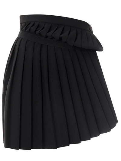 Shop Mm6 Maison Margiela Viscose Blend Mini Skirt In Black
