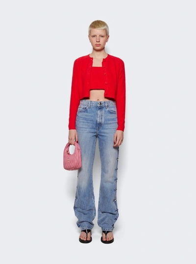 Shop Alexandra Golovanoff Mila Cropped Cardigan In Red