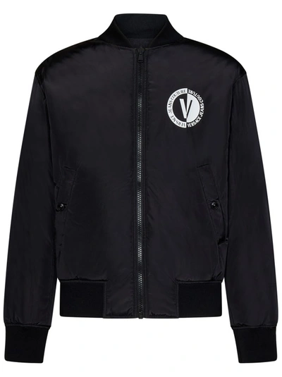 Shop Versace Jeans Couture Reversible Bomber Jacket In Black