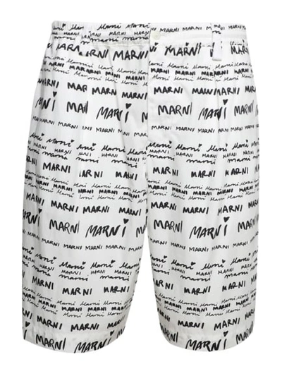 Shop Marni Cotton Poplin Shorts In White