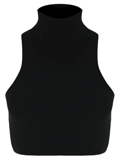 Shop Zeynep Arcay Halterneck Knit Crop Top In Black