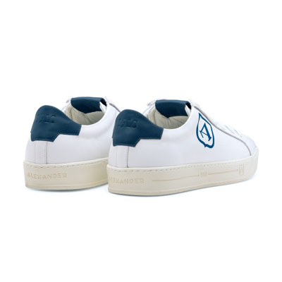 Shop Alexander 1910 Blue Spot Sneakers In White