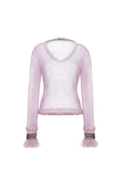 Shop Andreeva Baby Pink Handmade Knit Top In Purple