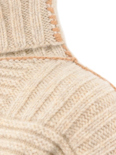 Shop Bottega Veneta Beige Wool Sweater With Ribbed Motif In Neutrals