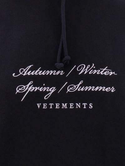 Shop Vetements Cotton Blend Sweatshirt With Embroidered 4 Seasons Logo In Black