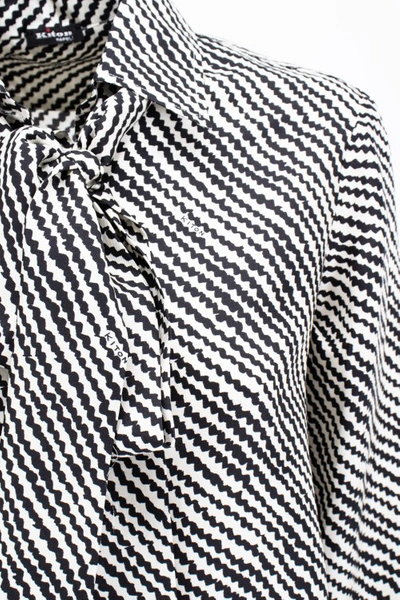 Shop Kiton Printed Pattern Black Silk Blouse