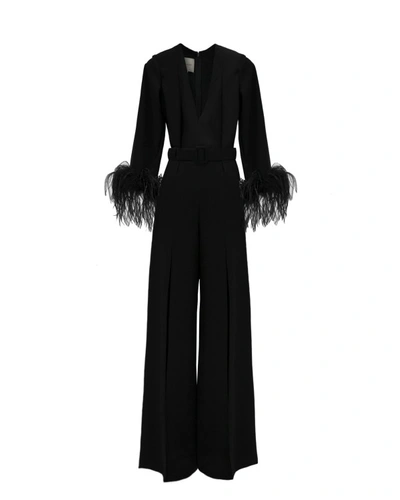 Shop Gemy Maalouf V-neckline Loose Jumpsuit - Jumpsuits In Black