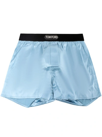 Shop Tom Ford Silk Boxer In Blue