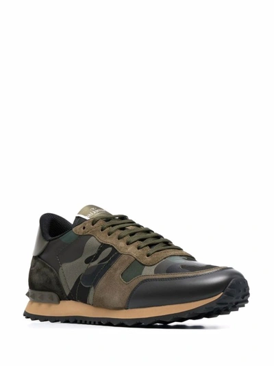 Shop Valentino Multicolor Suede And Leather Sneakers In Green