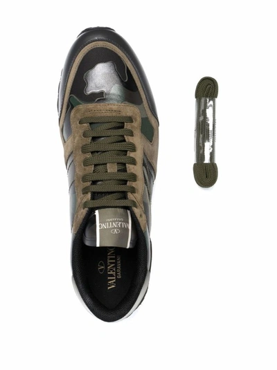 Shop Valentino Multicolor Suede And Leather Sneakers In Green