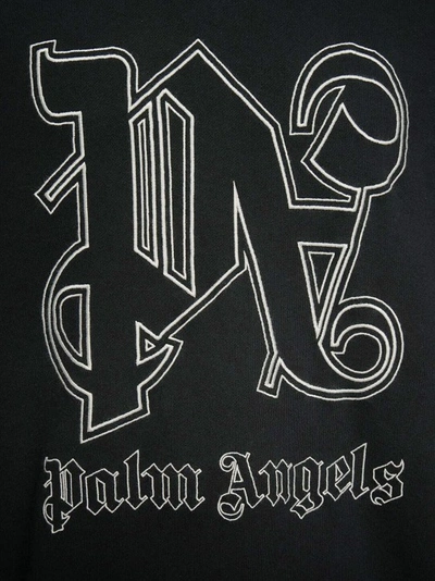 Shop Palm Angels Embroidered Logo Organic Cotton Sweatshirt In Black