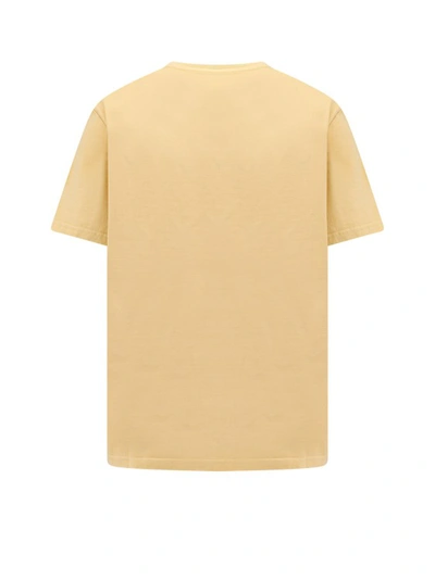 Shop Etro Frontal Pegaso Logo Yellow Cotton T-shirt