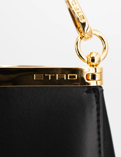 Shop Etro Large Vela Leather Shoulder Bag In Black