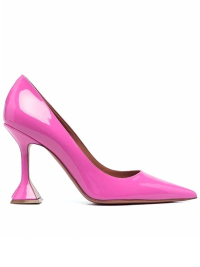 Shop Amina Muaddi Ami Patent Leather Pumps In Pink