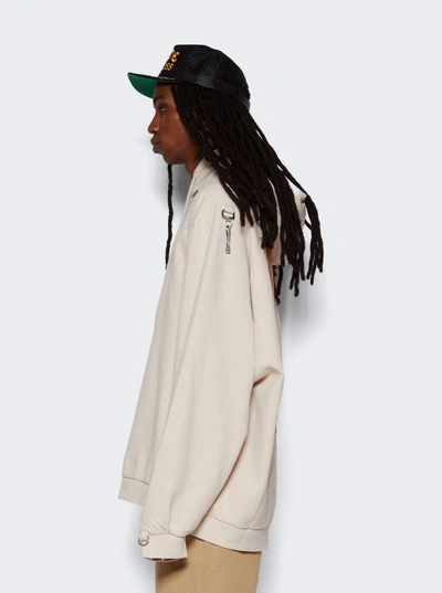 Shop Raf Simons Washed Big Fit Hoodie With Clasps And Patch In White