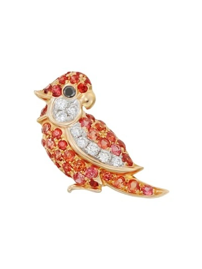 Shop Mio Harutaka Orange Sapphire Little Bird Single Right Earring In Not Applicable